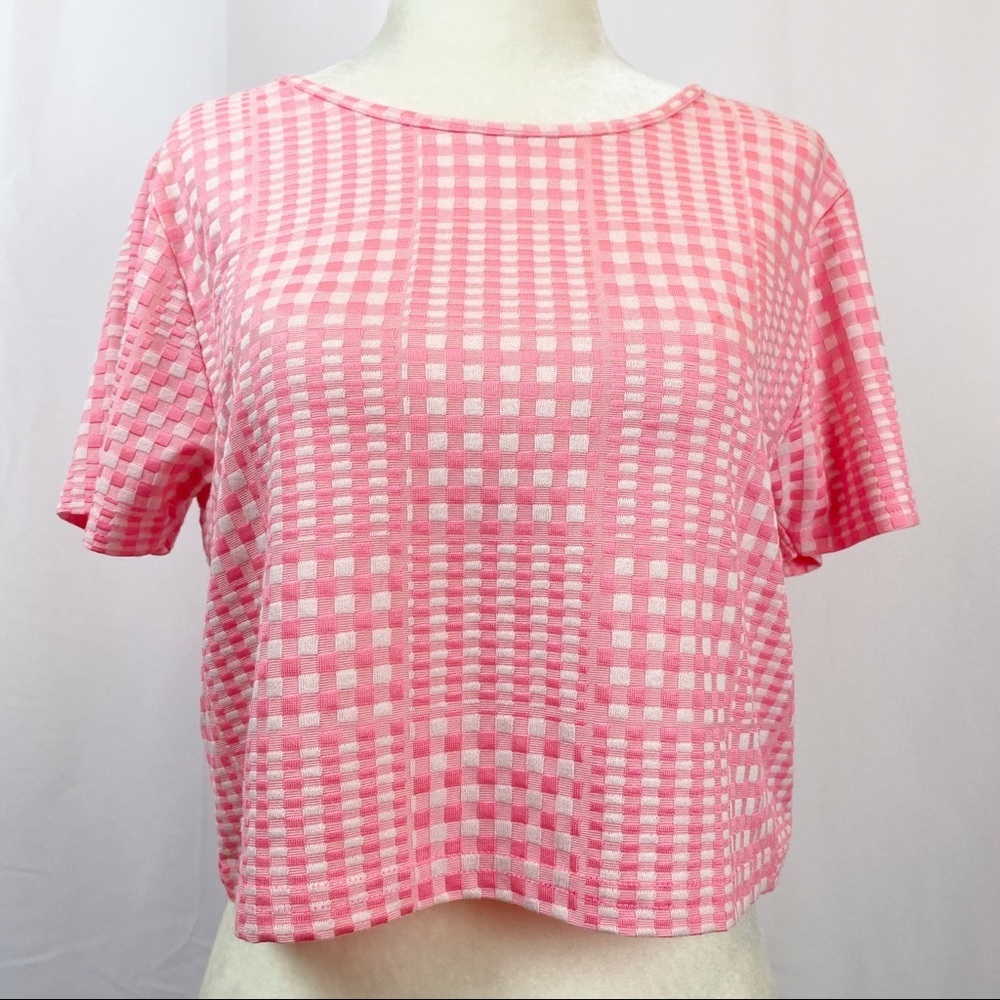 TOP SHOP Pink Checkered Crop Top Teen Style